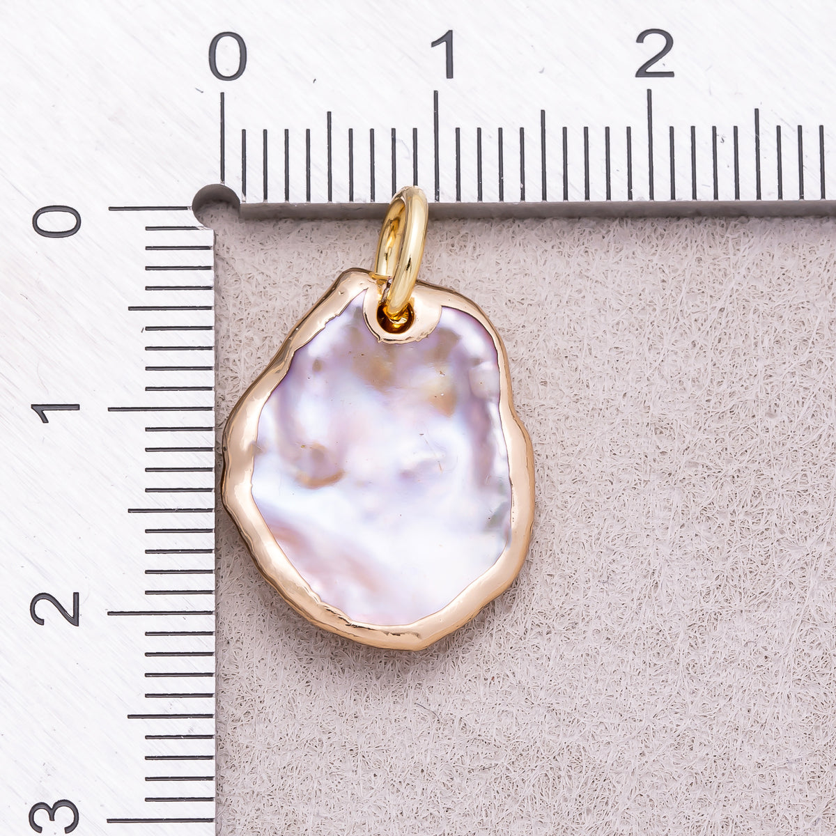 18K Gold Plated Baroque Freshwater Pearl Hammered Asymmetric Oval Pendant - Sold Each