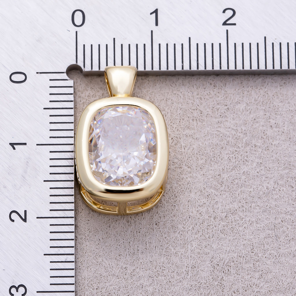 16K Gold Plated Clear CZ Mini Oval Bezel Pendant - Sold Each