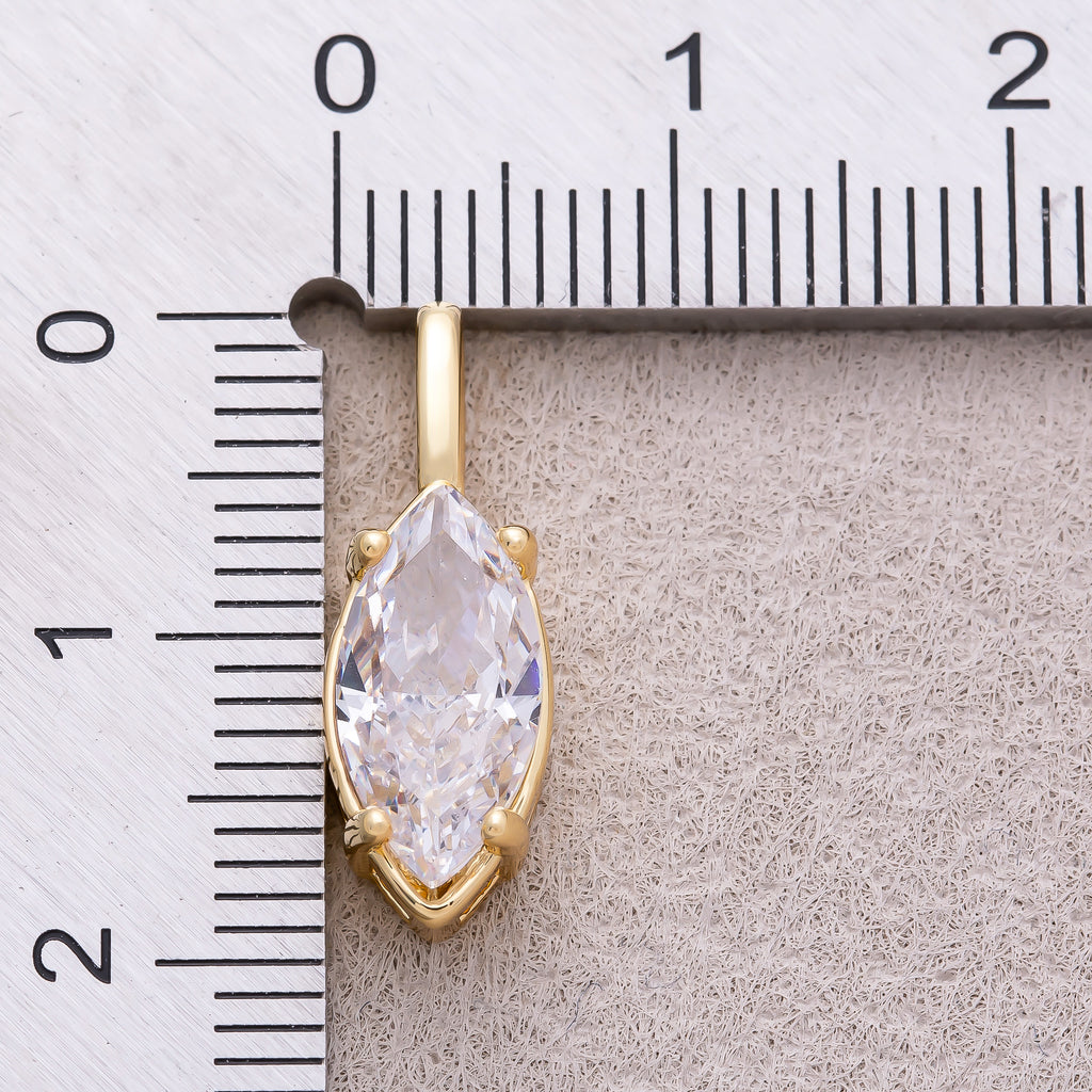16K Gold Plated Clear CZ Marquise Pendant - Sold Each