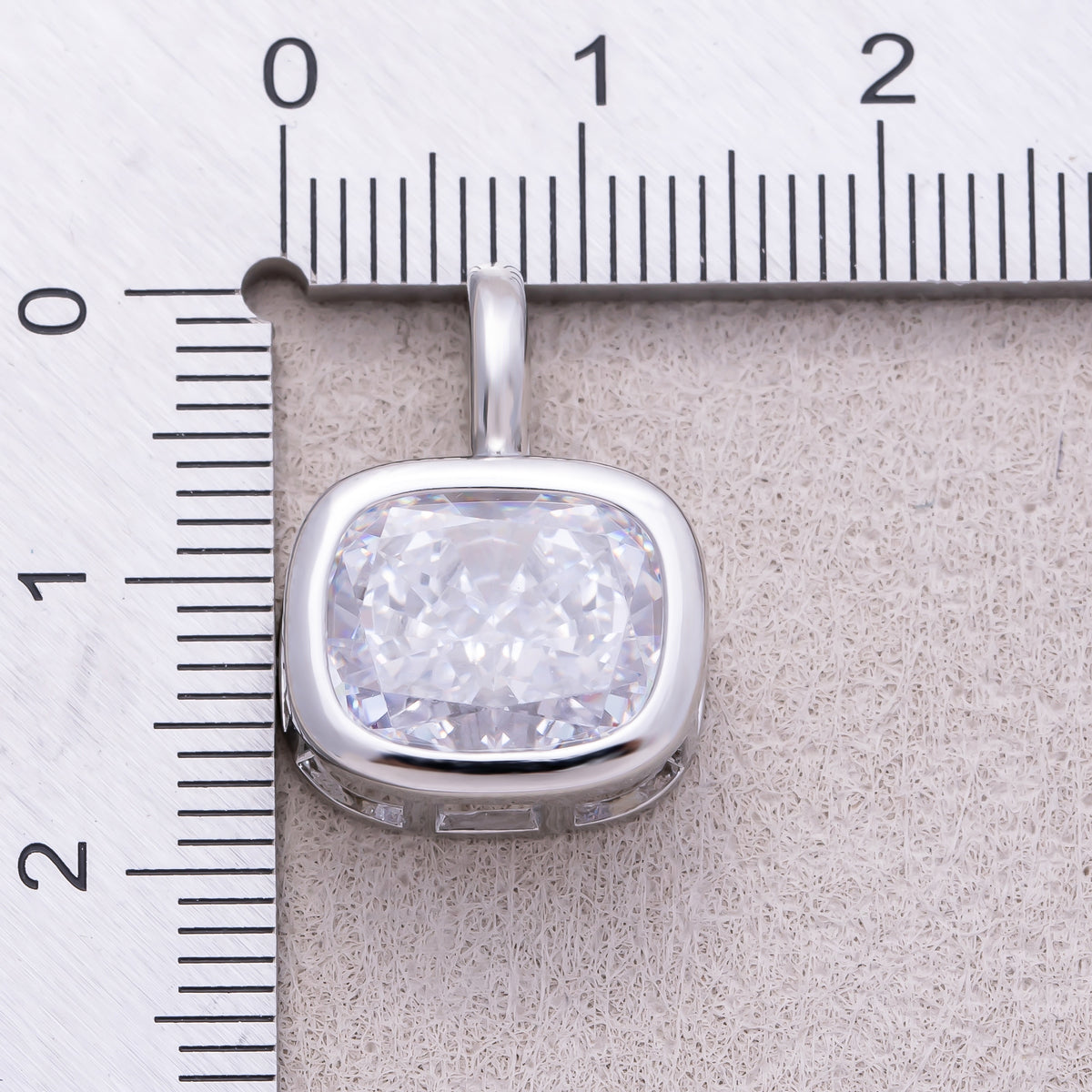16K Gold Plated Baguette CZ Rounded Bezel Solitaire Pendant - Sold Each