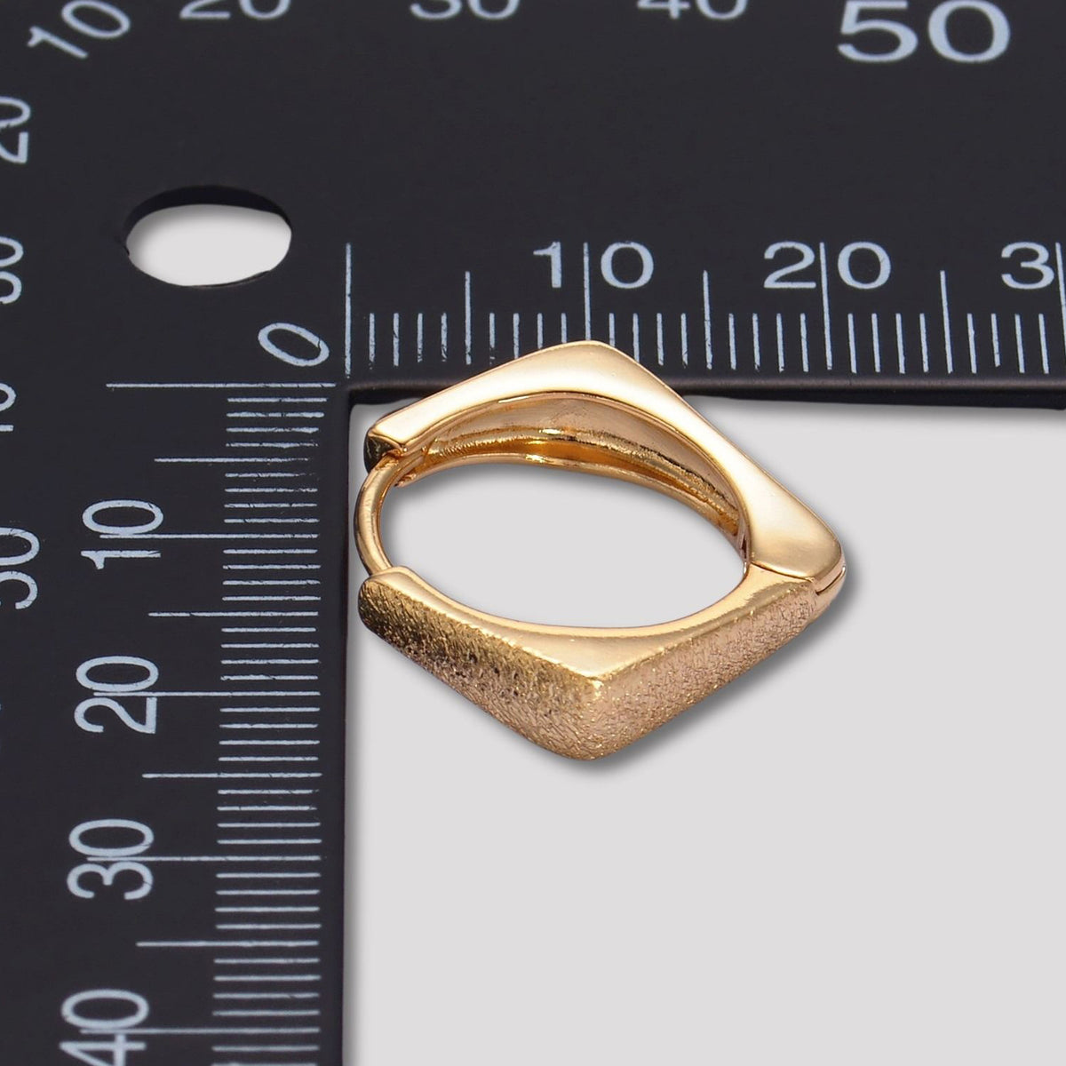 14K Gold Plated Textured V Shaped Huggie Hoop Earrings