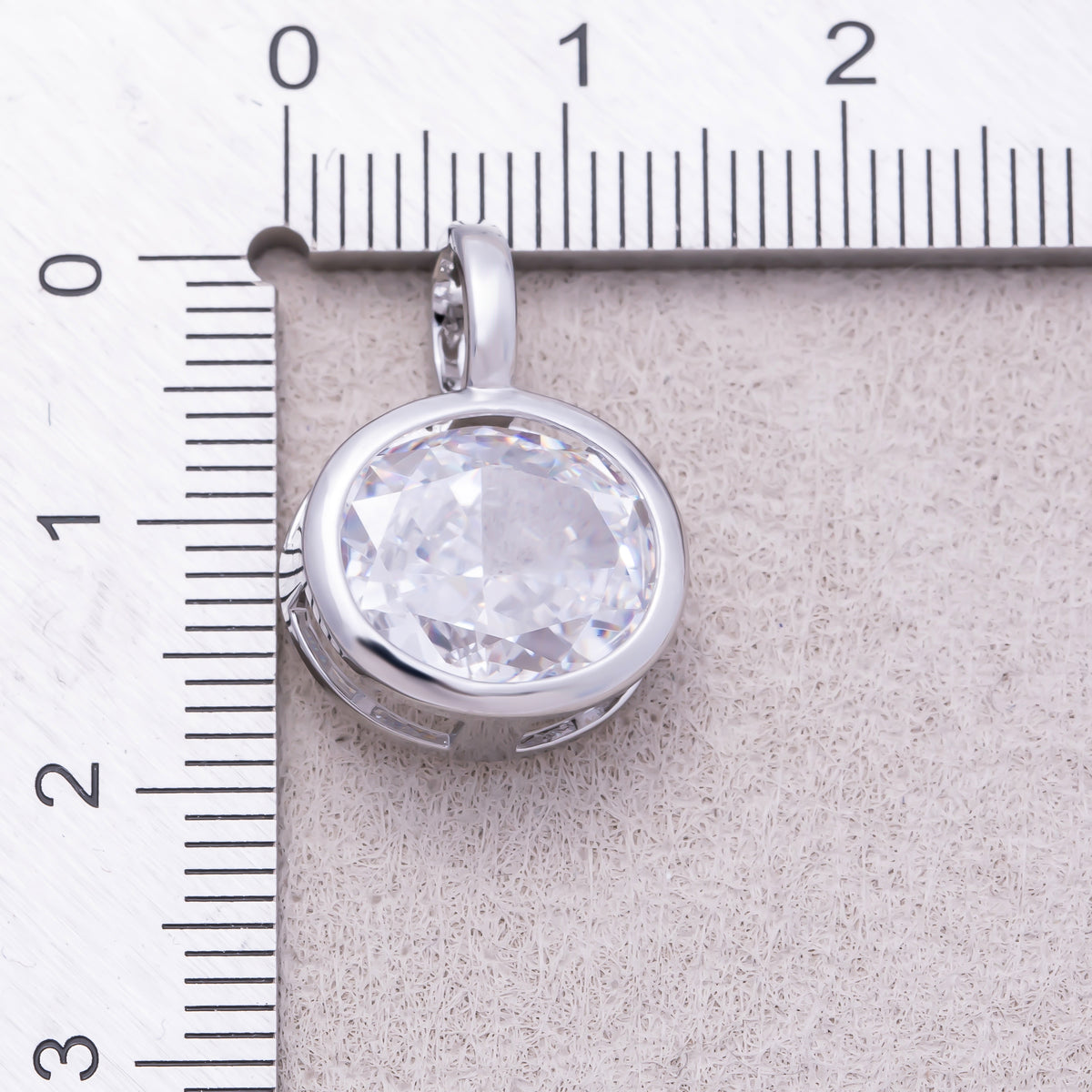 Silver Round CZ Bezel Collar Chain Pendant - Sold Each