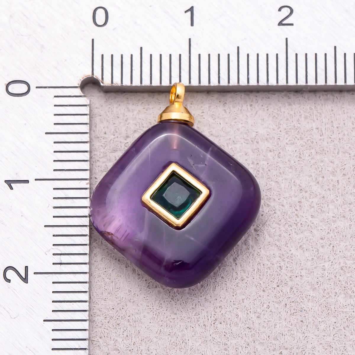 16K Gold Plated Multicolor Bezel set Natural Gemstone Rhombus Pendant - Sold Each
