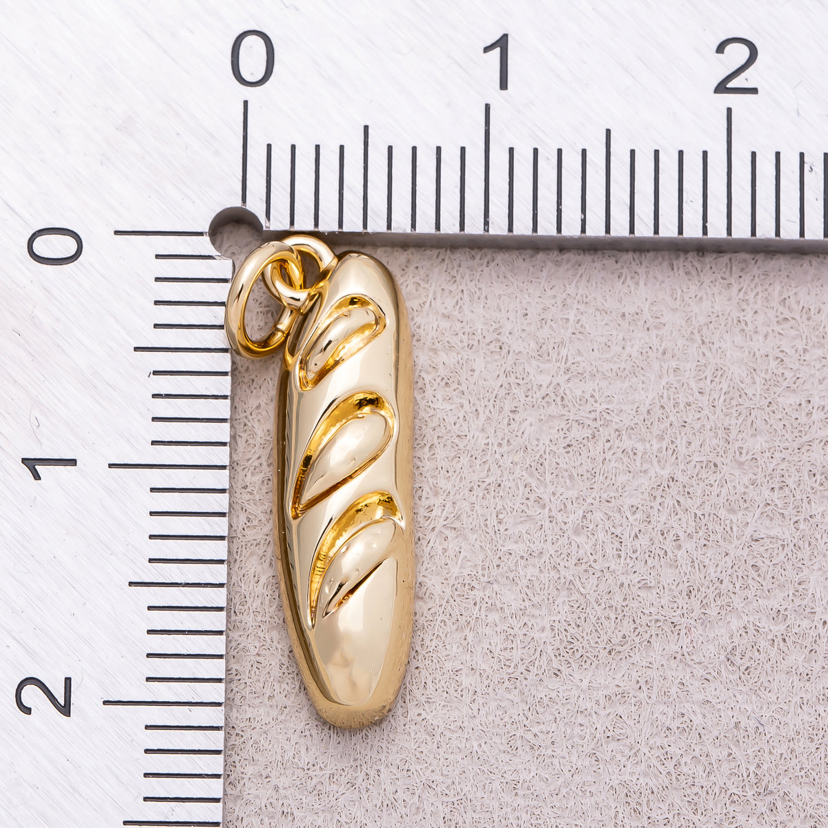 16K Gold Plated Bread Baguette Breakfast Charm - Sold Each