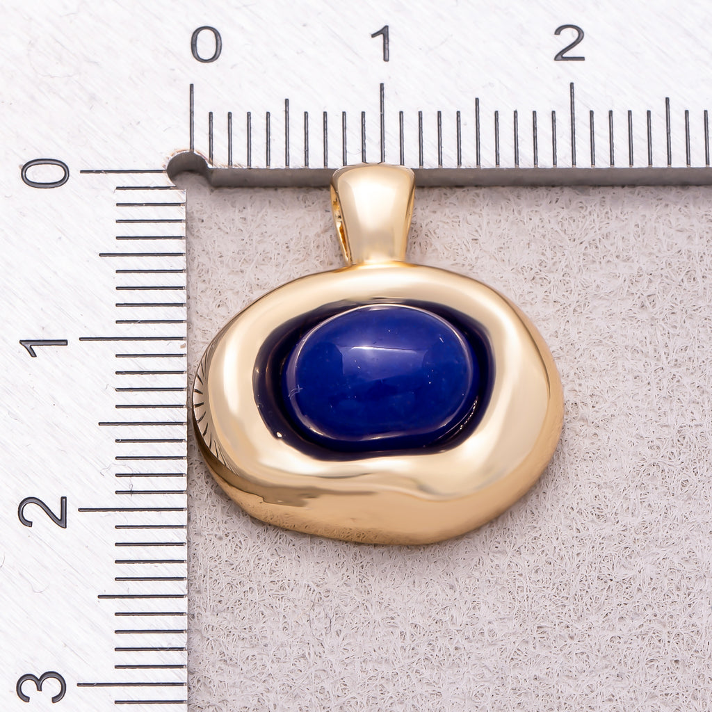 16K Gold Plated Colorful Natural Gemstone Irregular Oval Charm - Sold Each