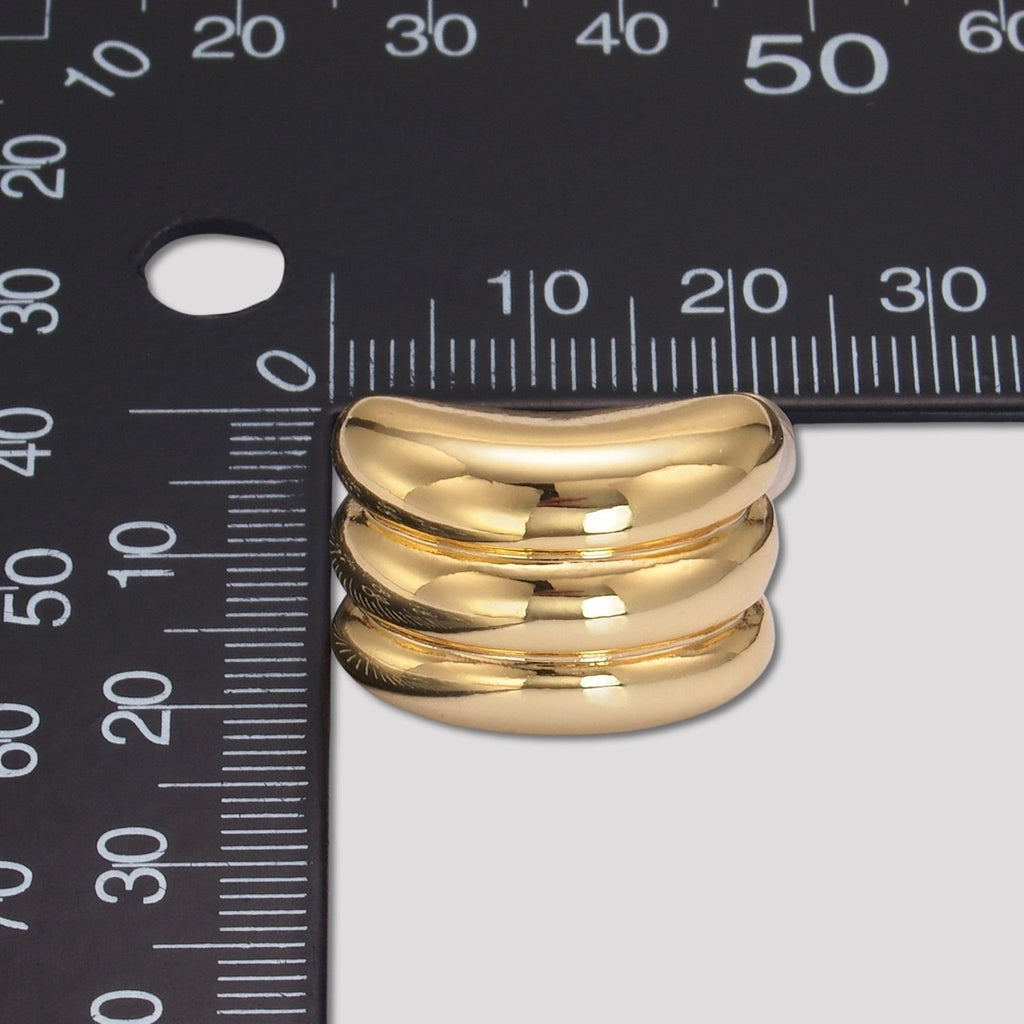 Launch Promo: 24K Gold PVD Stainless Steel Triple Ribbed Hoop Earring in Gold & Silver | Sold Each