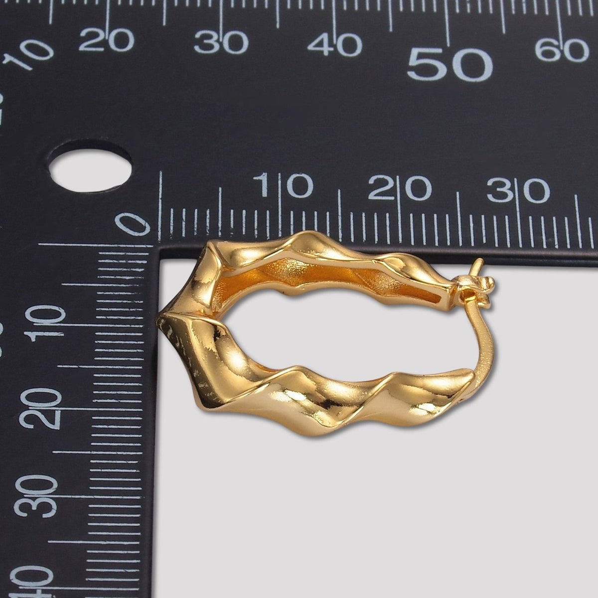Launch Promo: 24K Gold PVD Stainless Steel Irregular Twisted Hoop Earring in Gold & Silver