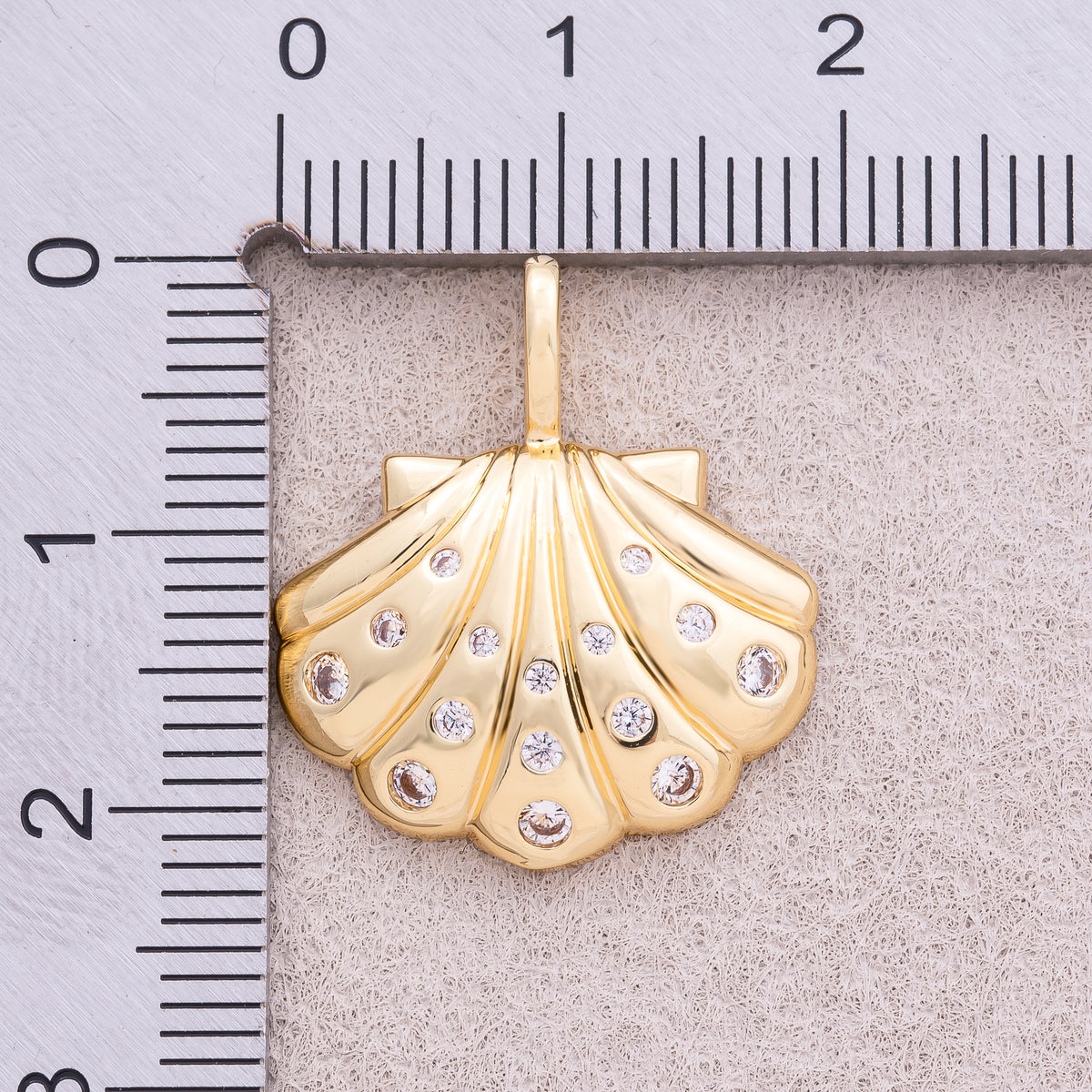 16K Gold Plated Micro Paved CZ Ocean Sea Shell Pendant - Sold Each