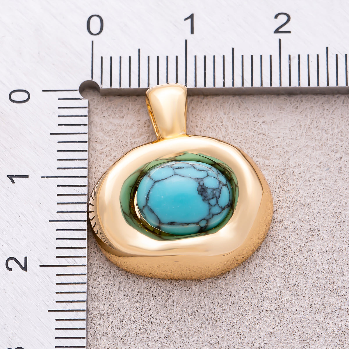 16K Gold Plated Turquoise Natural Gemstone Irregular Oval Charm - Sold Each