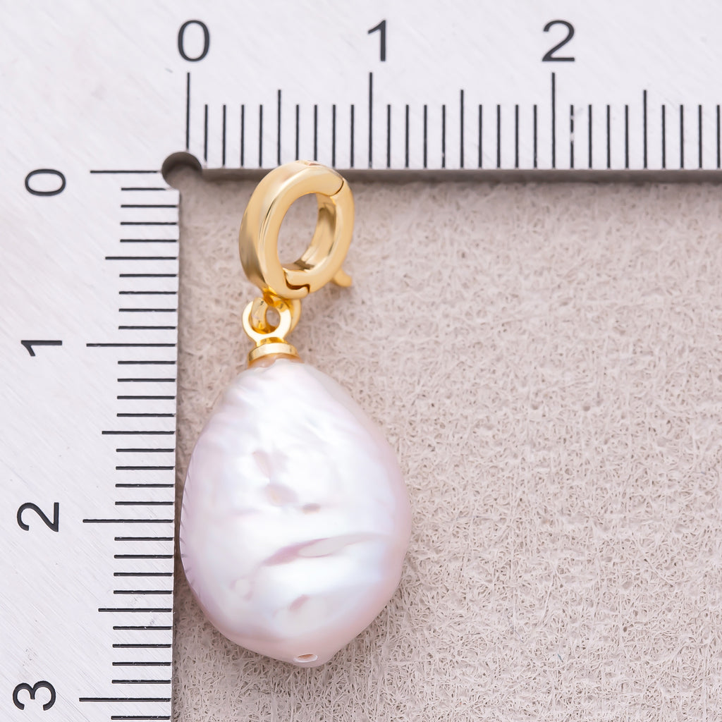 18K Gold Plated Freshwater Pearl Irregular Oval Pendant - Sold Each