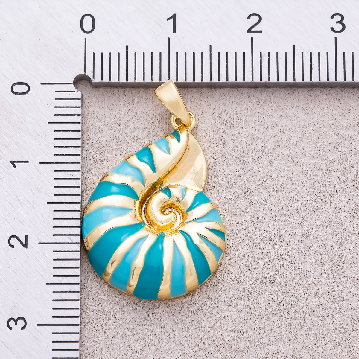 16K Gold Plated Blue Enamel Conch Shell Ocean Pendant - Sold Each