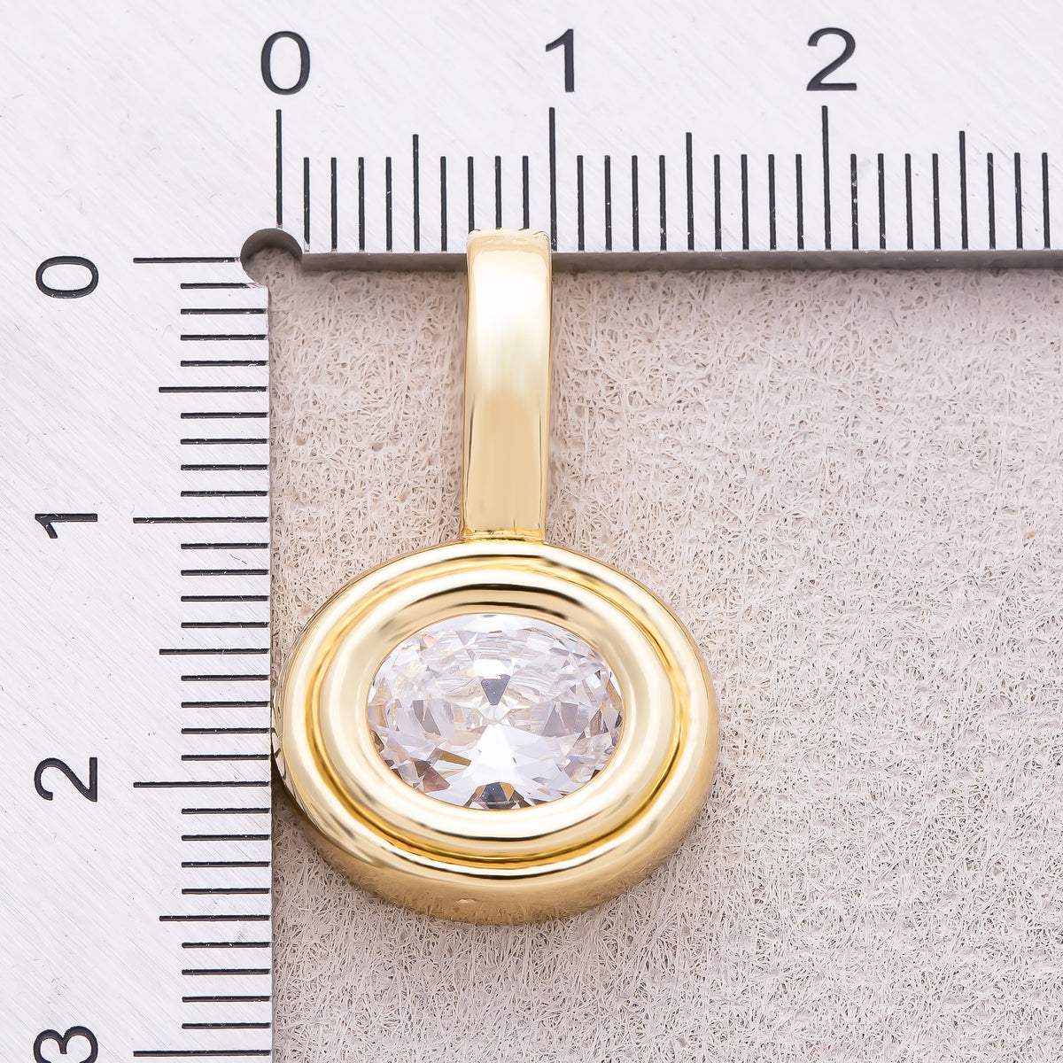 16K Gold Plated Clear CZ Round Solitaire Bezel Pendant - Sold Each