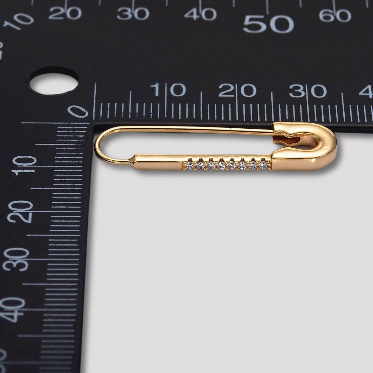 Launch Promo: 14K Gold PVD Stainless Steel Micro Paved CZ Safety Pin Earring