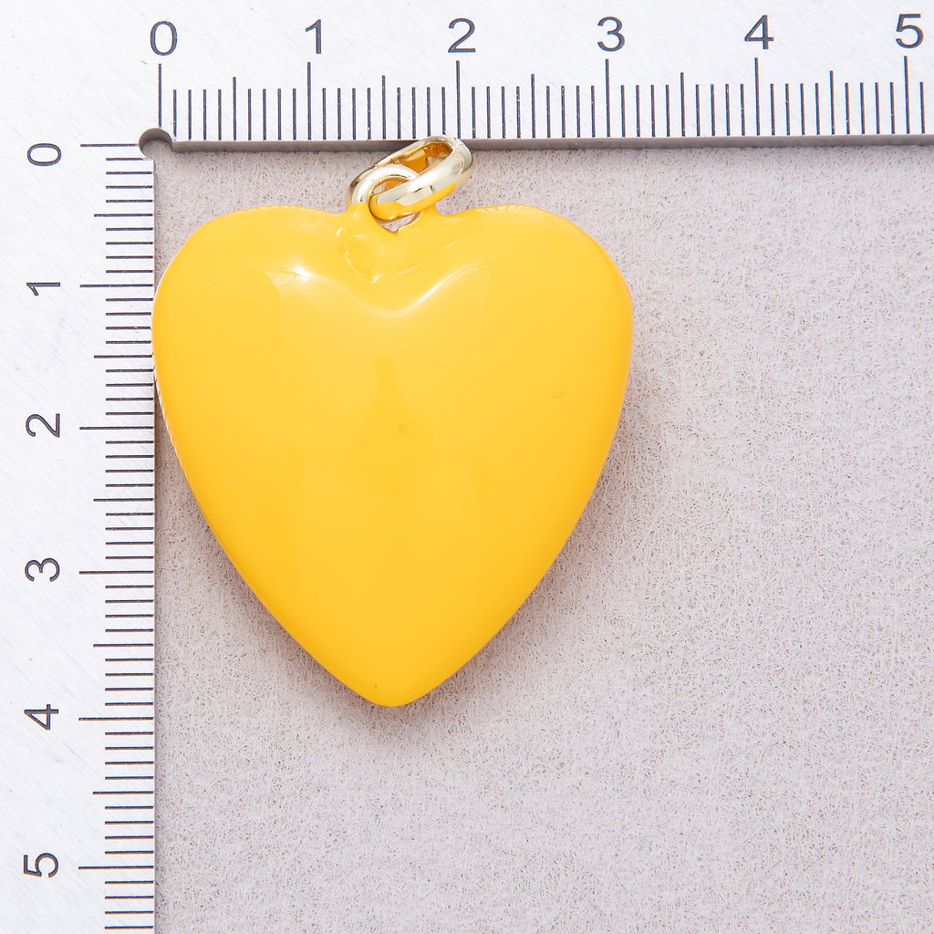 New Fall Color Colorful Glossy Enamel Puffy Heart Pendant - Sold Each
