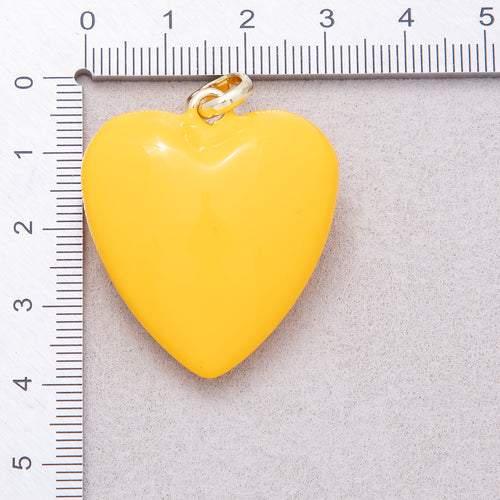 New Fall Color Colorful Glossy Enamel Puffy Heart Pendant - Sold Each