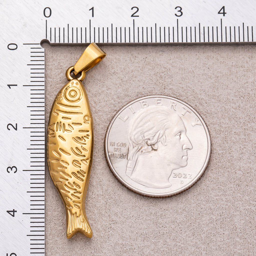 Launch Promo: 18K Gold PVD Stainless Steel Ocean Textured Fish Animal Pendant | Sold Each