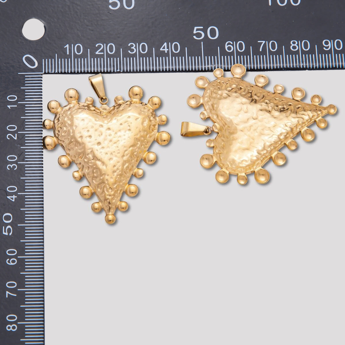 Launch Promo: 18K Gold PVD Stainless Steel Vintage Sunbeam Hammered Heart Pendant | Sold Each