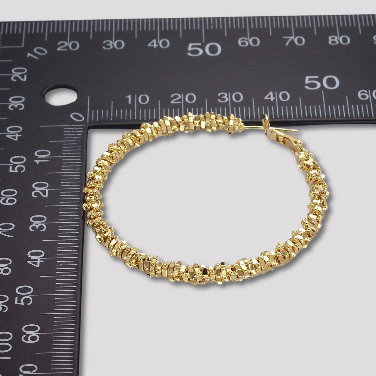 24K Gold Plated Textured Popcorn Hoop Earrings
