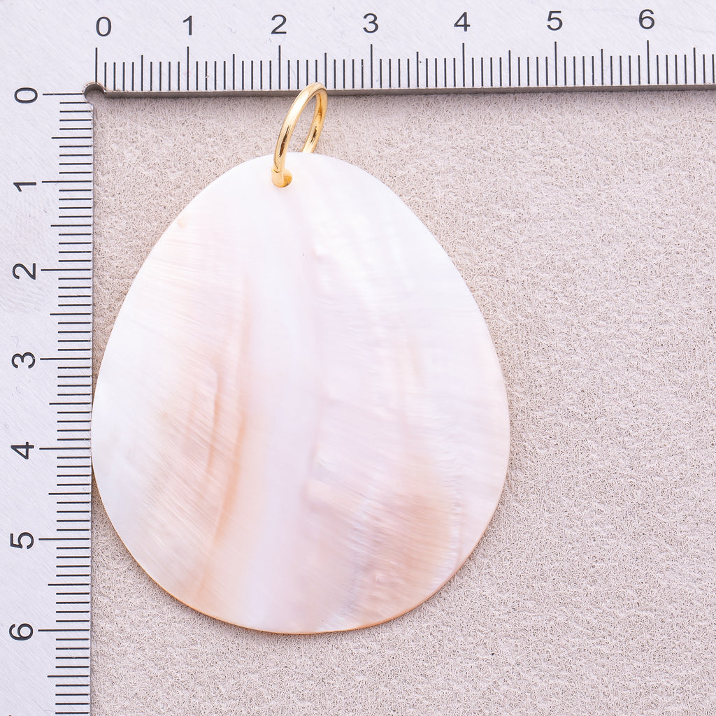 18K Gold Plated Large Teardrop Marble Mother of Pearl Charm - Sold Each