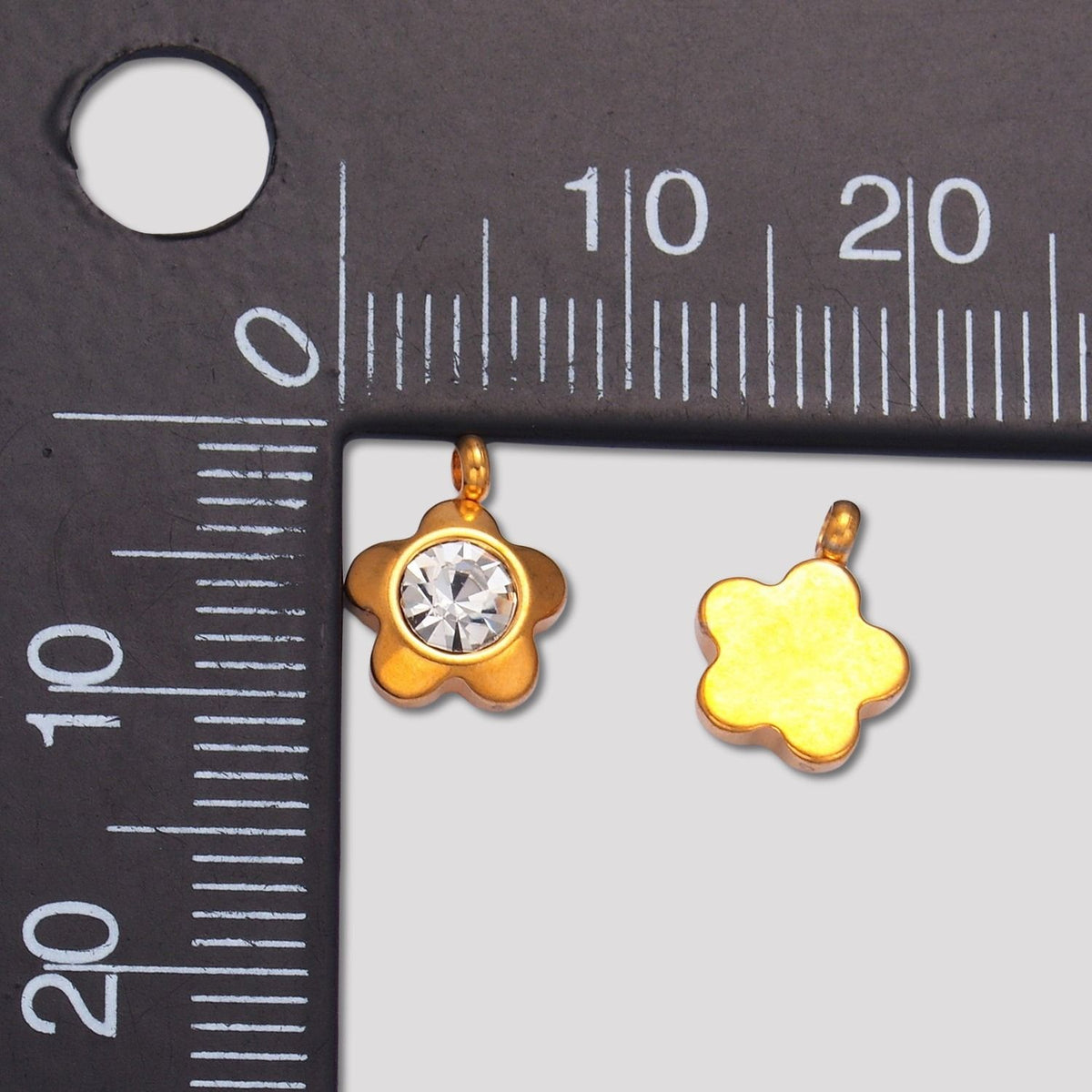Launch Promo: 24K Gold PVD Stainless Steel Mini Solitaire Flower Charm | Sold Each
