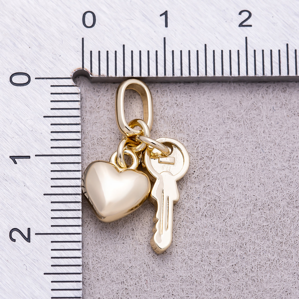 16K Gold Plated Chubby Heart Key Minimalist Pendant - Sold Each
