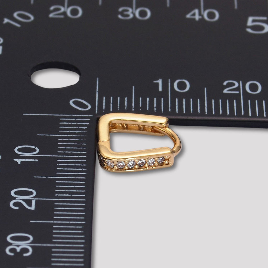 14K Gold Plated Micro Paved CZ Triangle Huggie Hoop Earrings