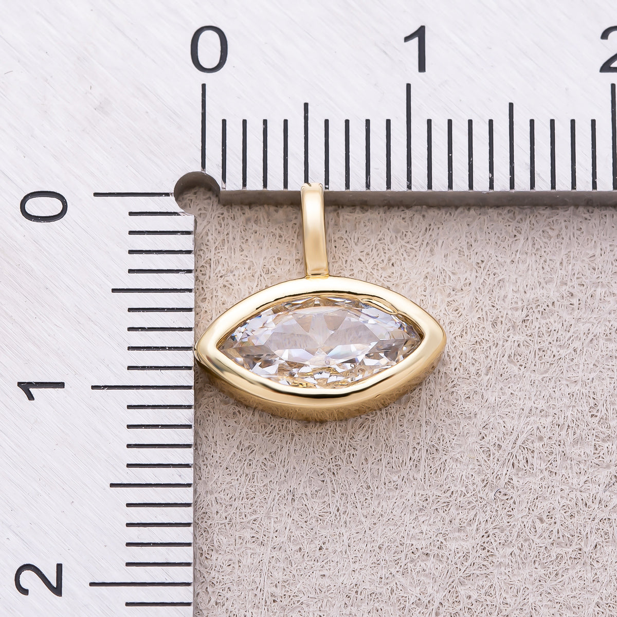 16K Gold Plated Bezel Set CZ Marquise Pendant - Sold Each