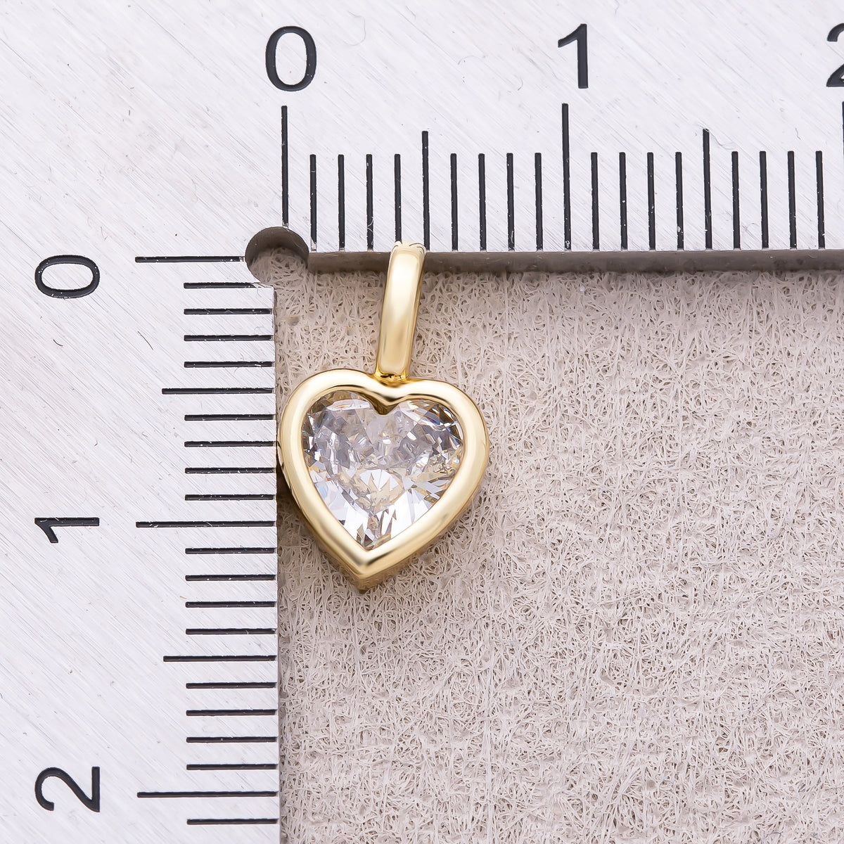 16K Gold Plated Bezel Set CZ Heart Shaped Pendant - Sold Each