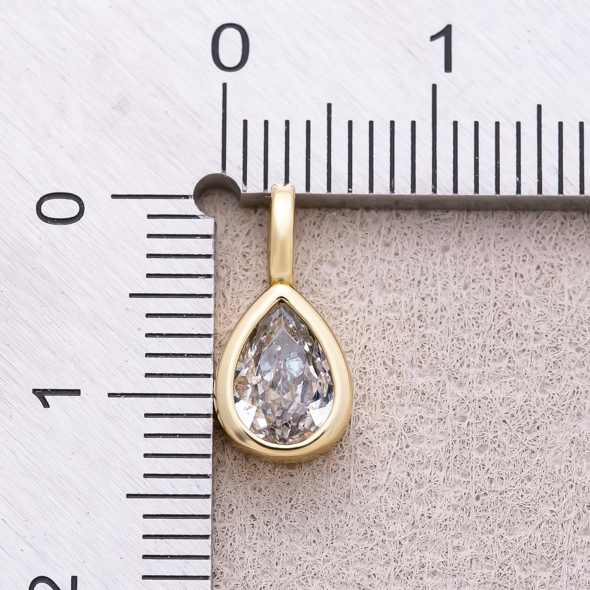 16K Gold Plated Bezel Set CZ Teardrop Mini Pendant - Sold Each