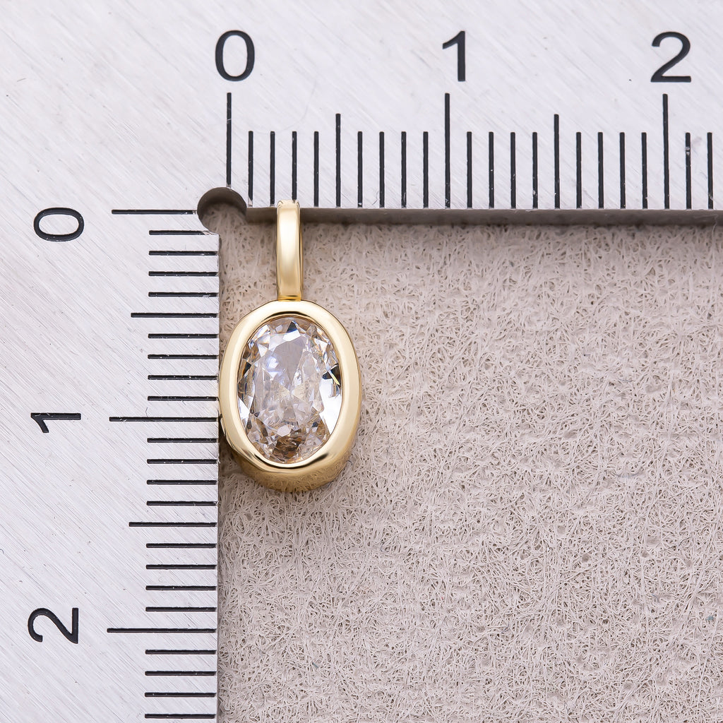 16K Gold Plated Bezel Set CZ Oval Pendant - Sold Each