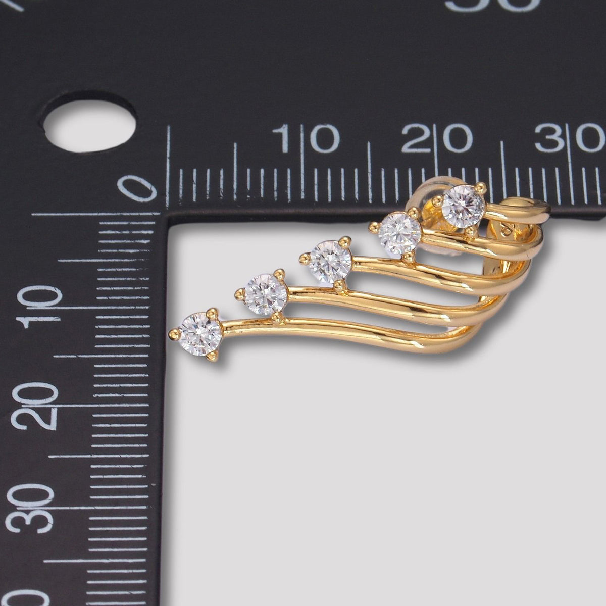 Launch Promo: 24K Gold PVD Stainless Steel Clear CZ Sparkling Angel Wings Stud Earring | Sold Each