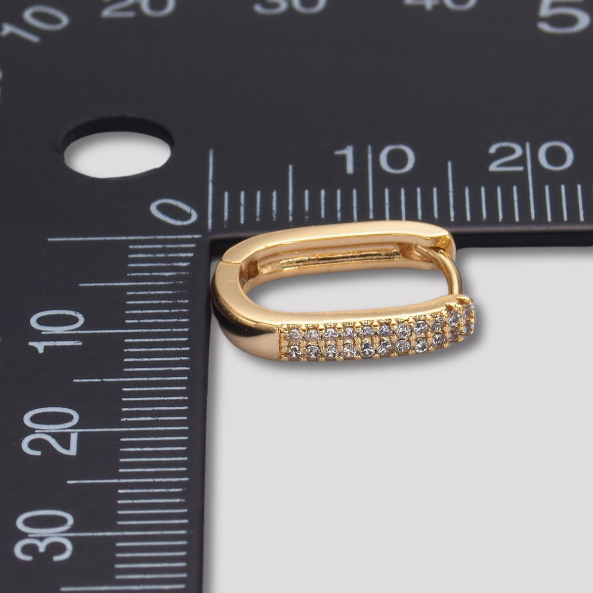 14K Gold Plated Micro Paved CZ Simple Rectangular Huggie Hoop Earrings