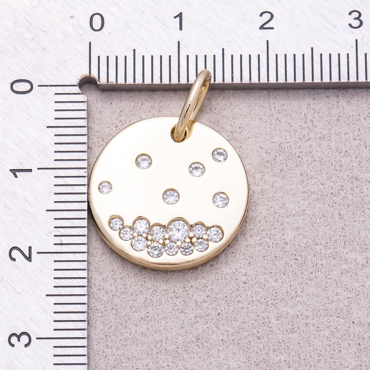 16K Gold Plated Clear CZ Round Medallion Celestial Pendant - Sold Each
