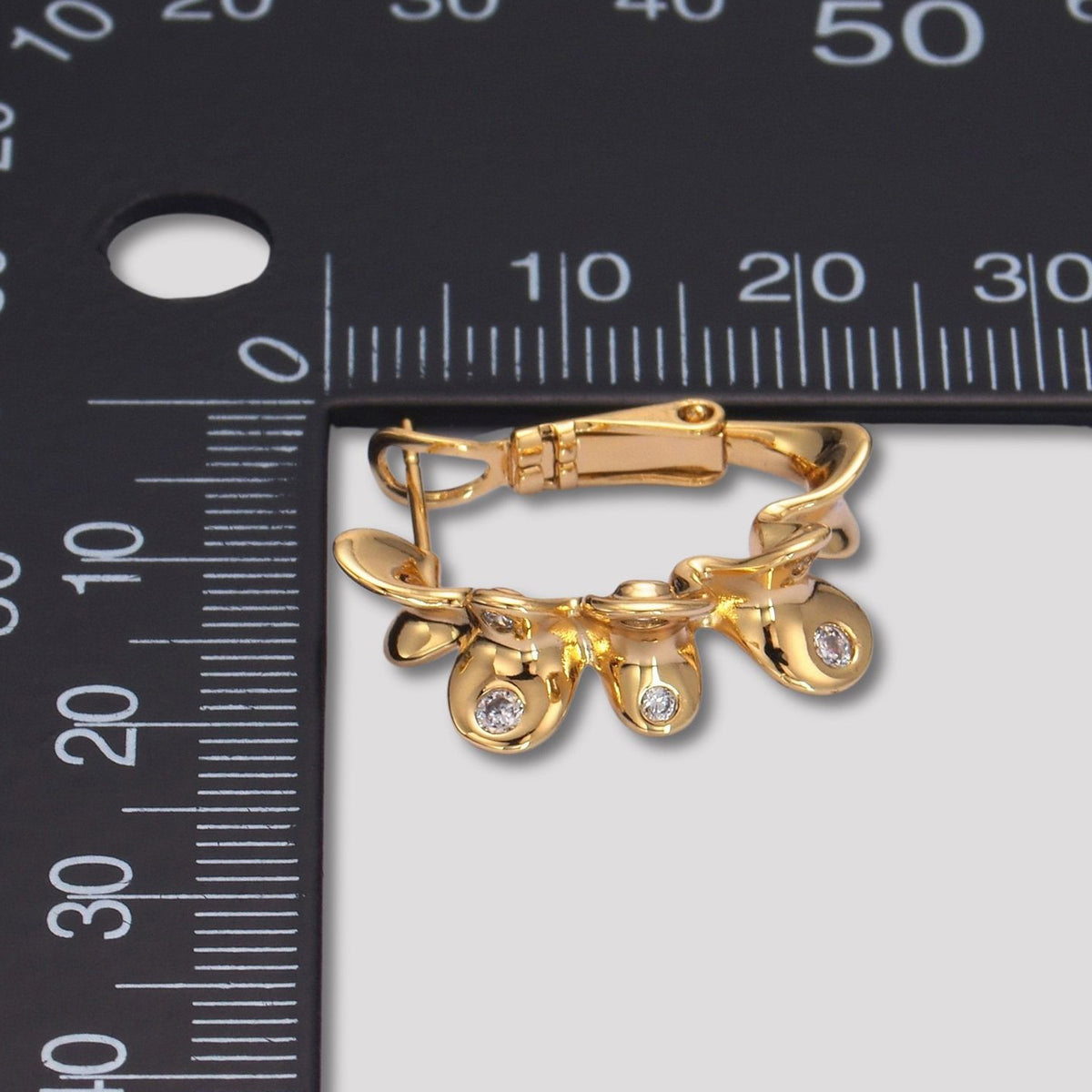 14K Gold Plated Clear CZ Molten Irregular Butterfly Hoop Earrings