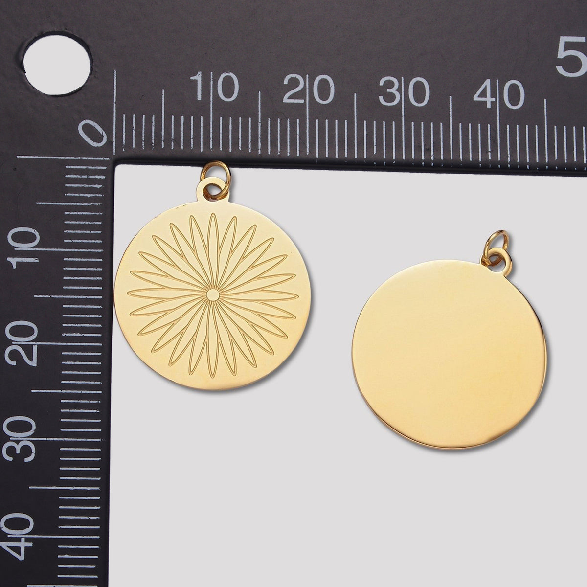Launch Promo: 14K Gold PVD Stainless Steel Round Flower Medallion Charm | Sold Each