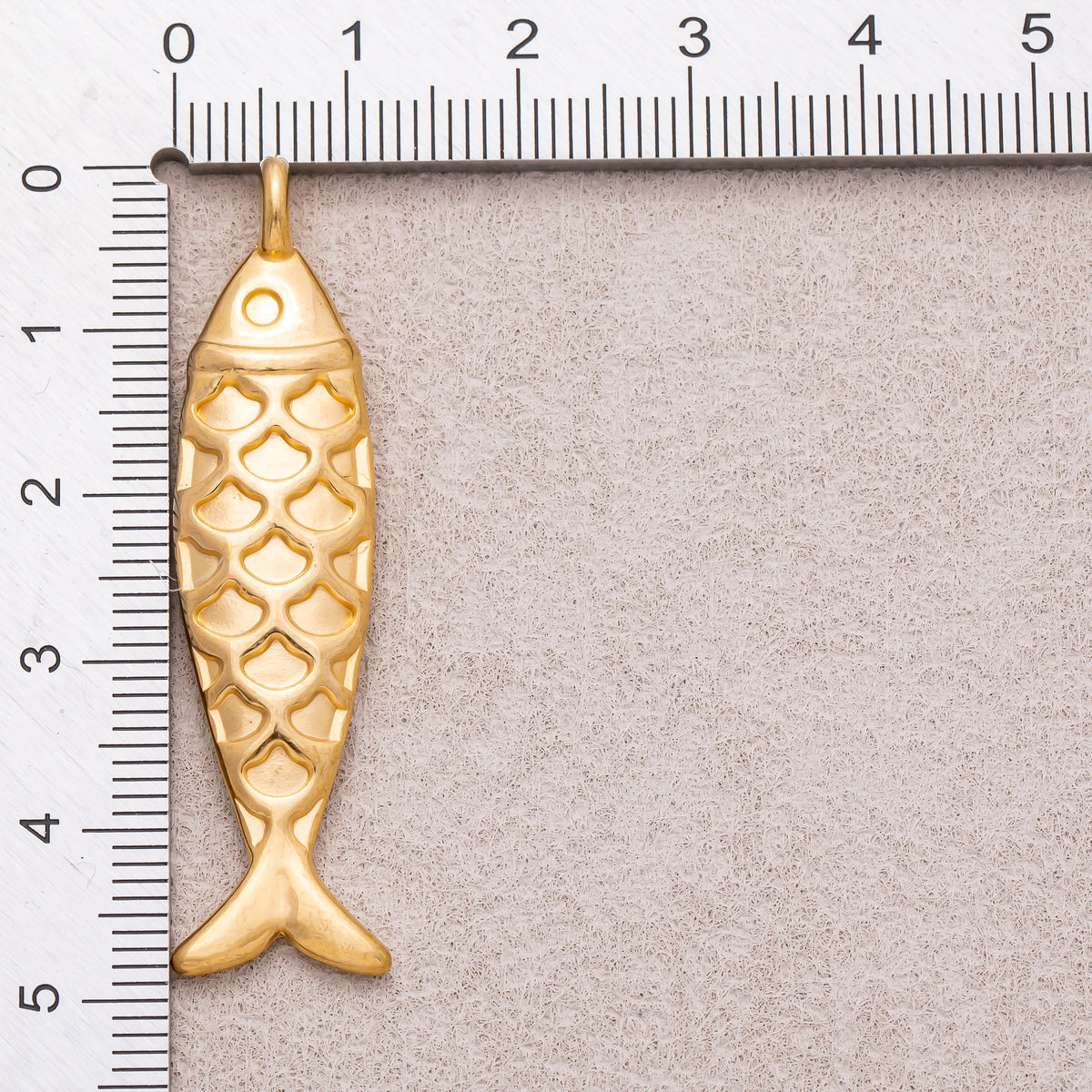 Gold PVD Stainless Steel Textured Fish Multidimensional Animal Pendant