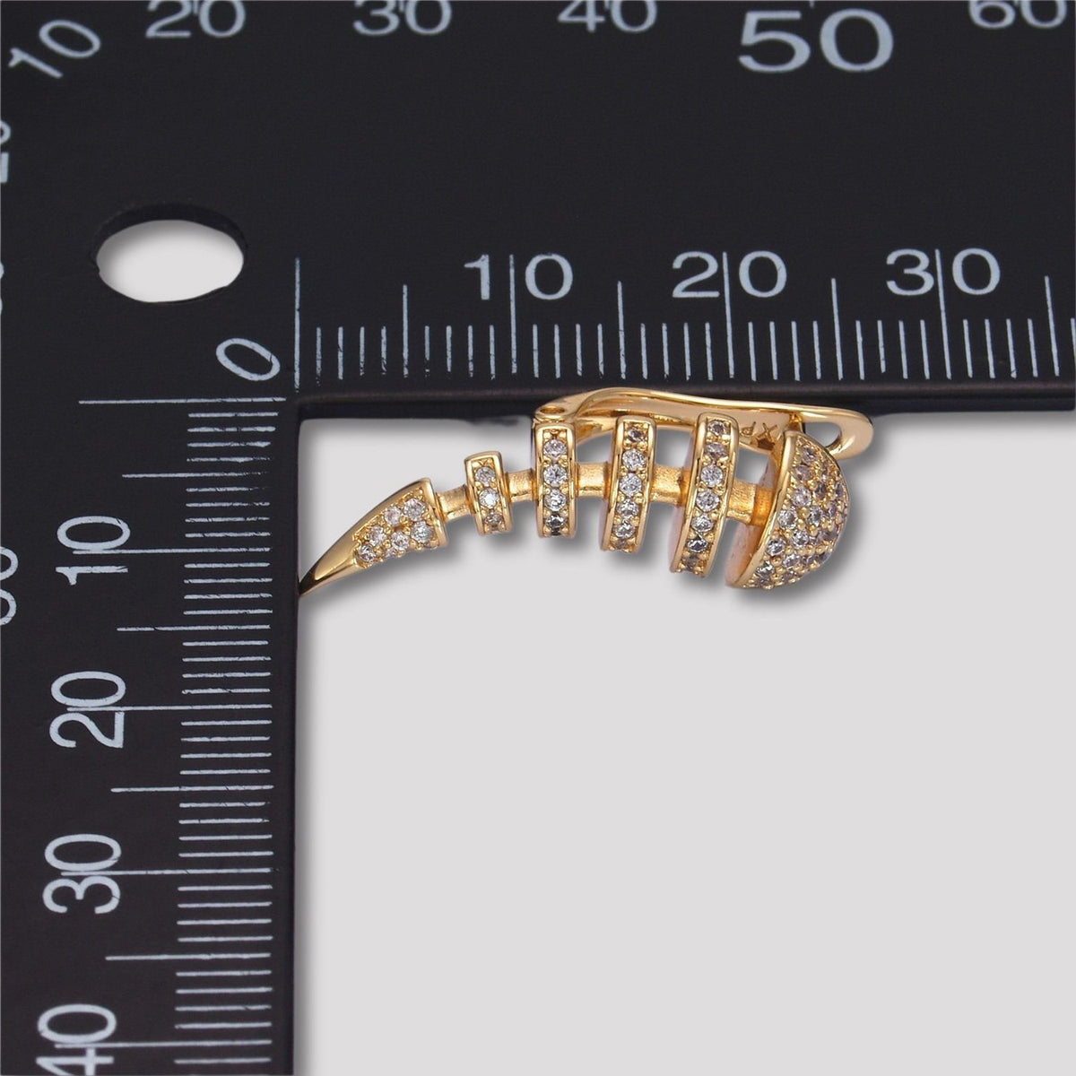 14K Gold Plated Micro Paved CZ Sparkling Fishbone Huggie Hoop Earring