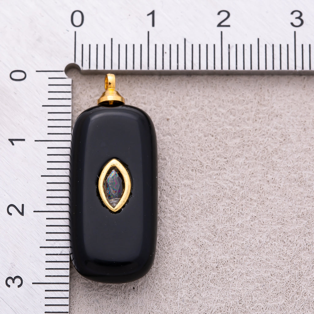 18K Gold Plated Multicolor Bezel set Natural Gemstone Rectangular Pendant - Sold Each