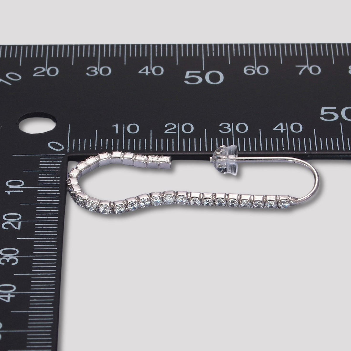 Stainless Steel Micro Paved CZ Tennis Curved Ear Hook Drop Earrings