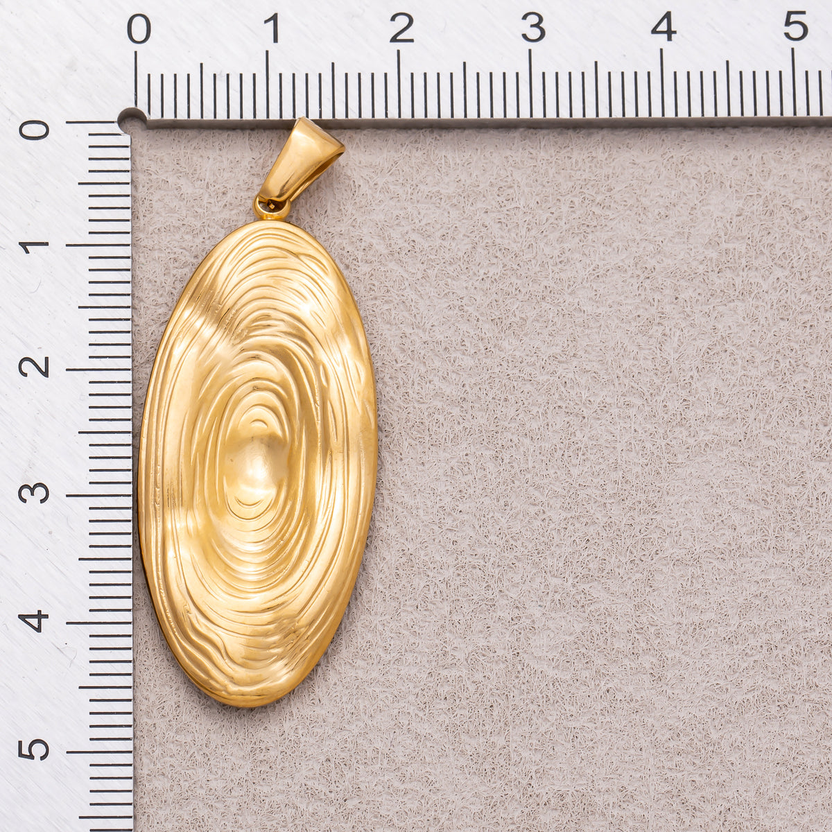 Gold PVD Stainless Steel Hammered Swirl Oval Charm