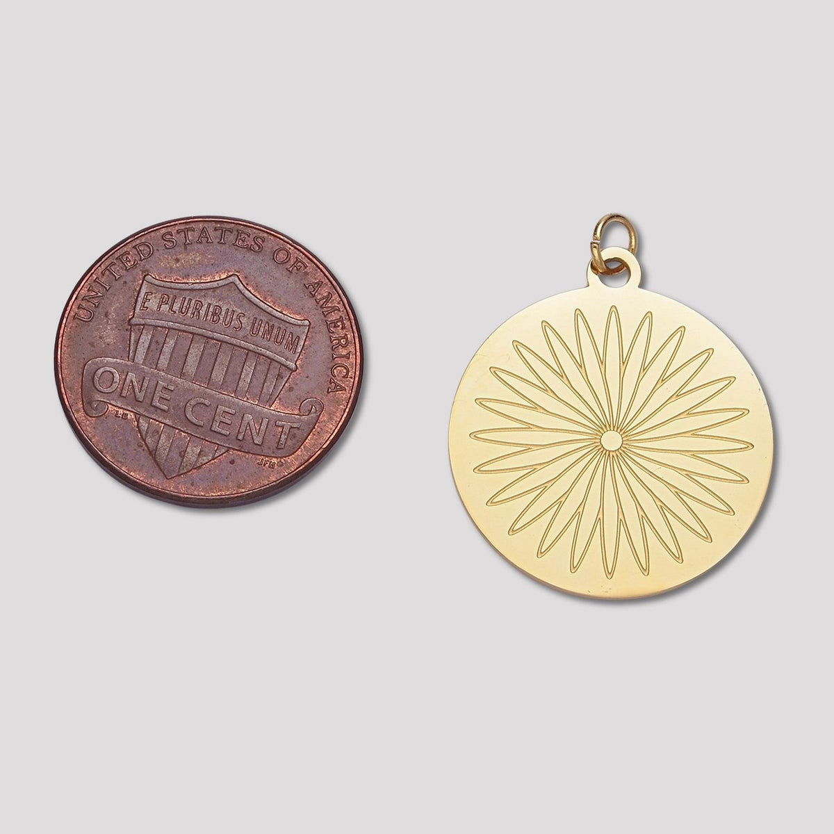 Launch Promo: 14K Gold PVD Stainless Steel Round Flower Medallion Charm | Sold Each