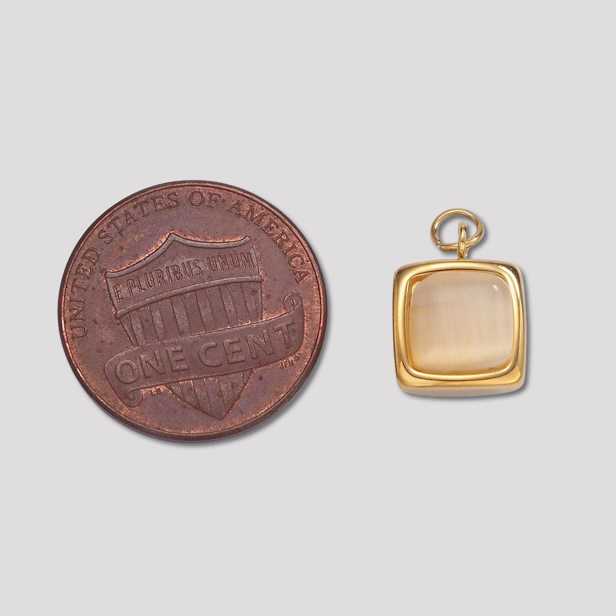 Launch Promo: 14K Gold PVD Stainless Steel Chubby Moonstone Square Charm | Sold Each