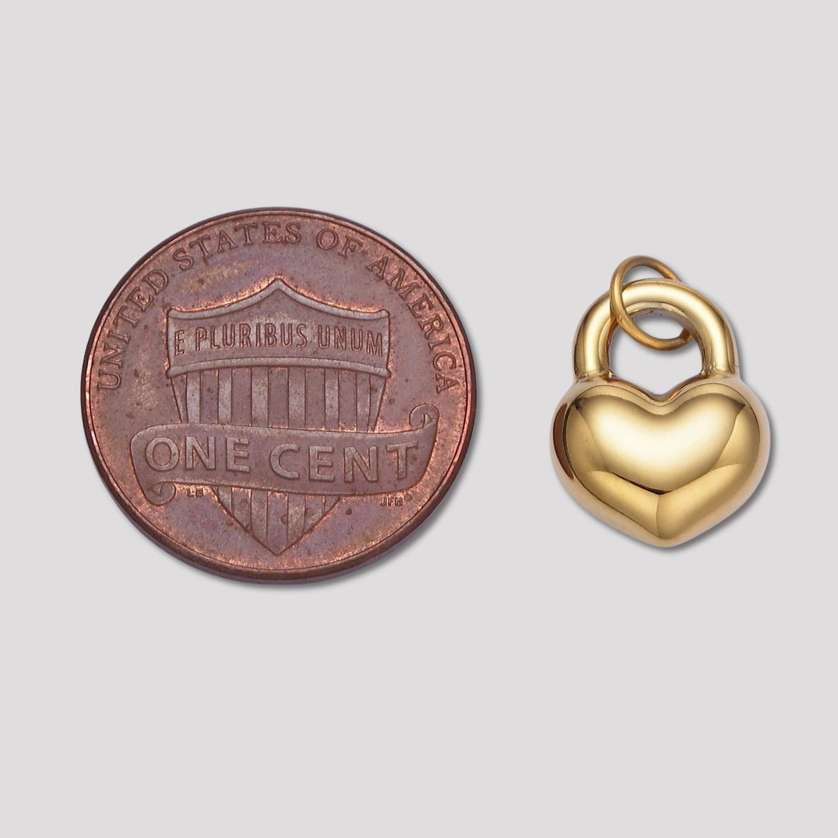 Launch Promo: 14K Gold PVD Stainless Steel Chubby Love Heart Padlock Charm | Sold Each