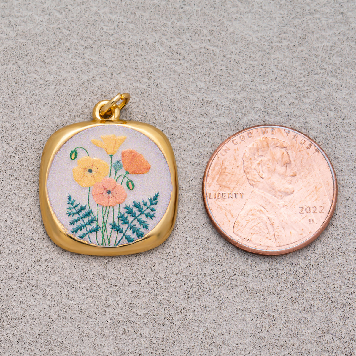 Gold PVD Stainless Steel Hand-Painted Dreamy Set Medallion Tag Charm