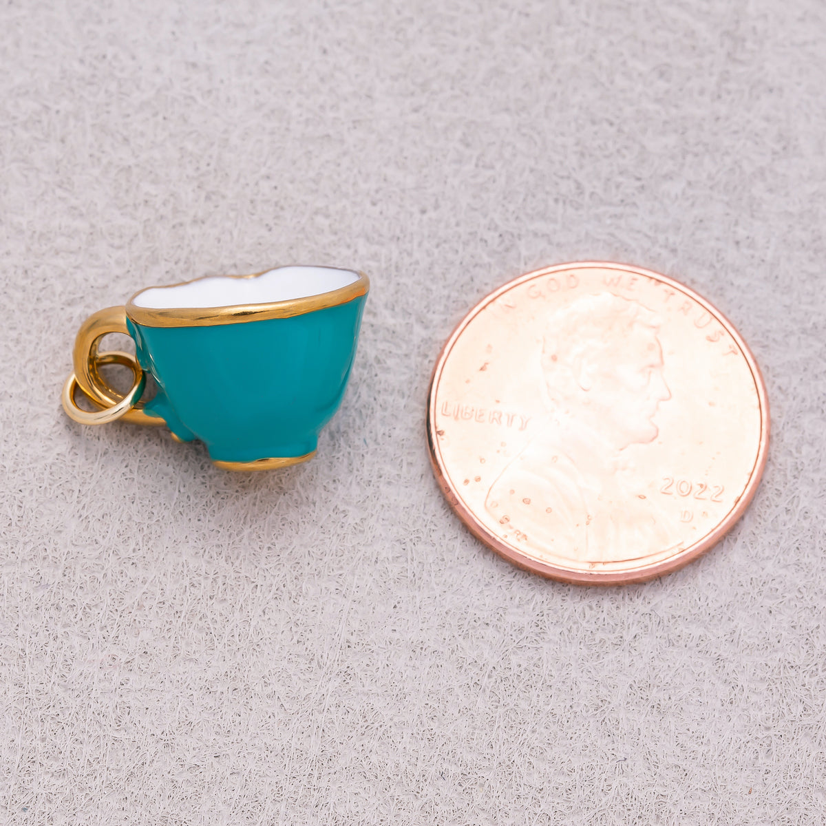 Gold PVD Stainless Steel Blue Enamel Breakfast Mug Mini Charm