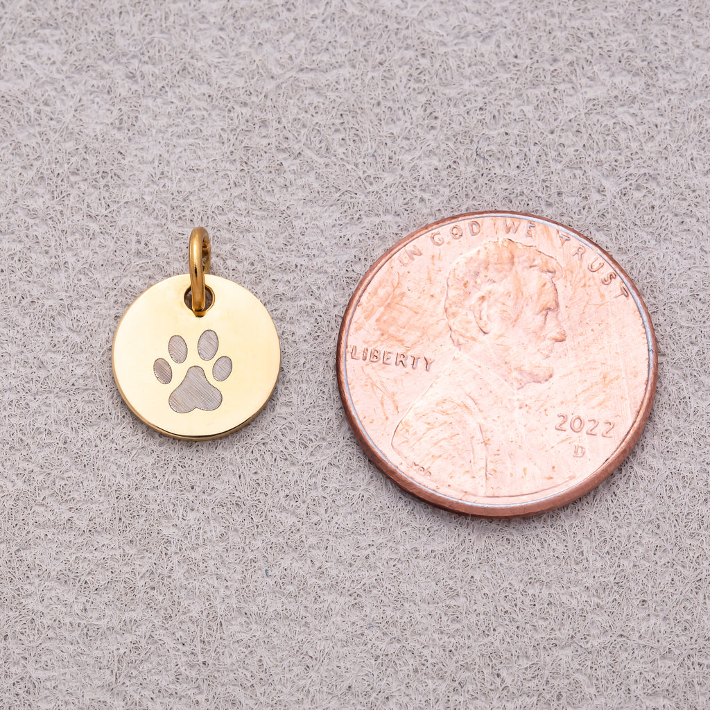 Gold PVD Stainless Steel Minimalist Nature Round Disc Medallion Charm