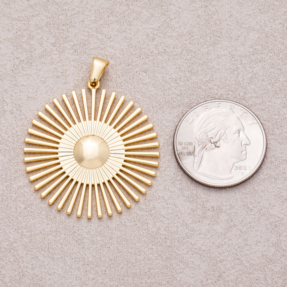 Gold PVD Stainless Steel Celestial Sunburst Pendant