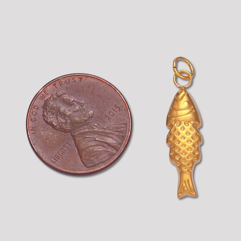 Launch Promo: 24K Gold PVD Stainless Steel Textured Fish Animal Charm | Sold Each