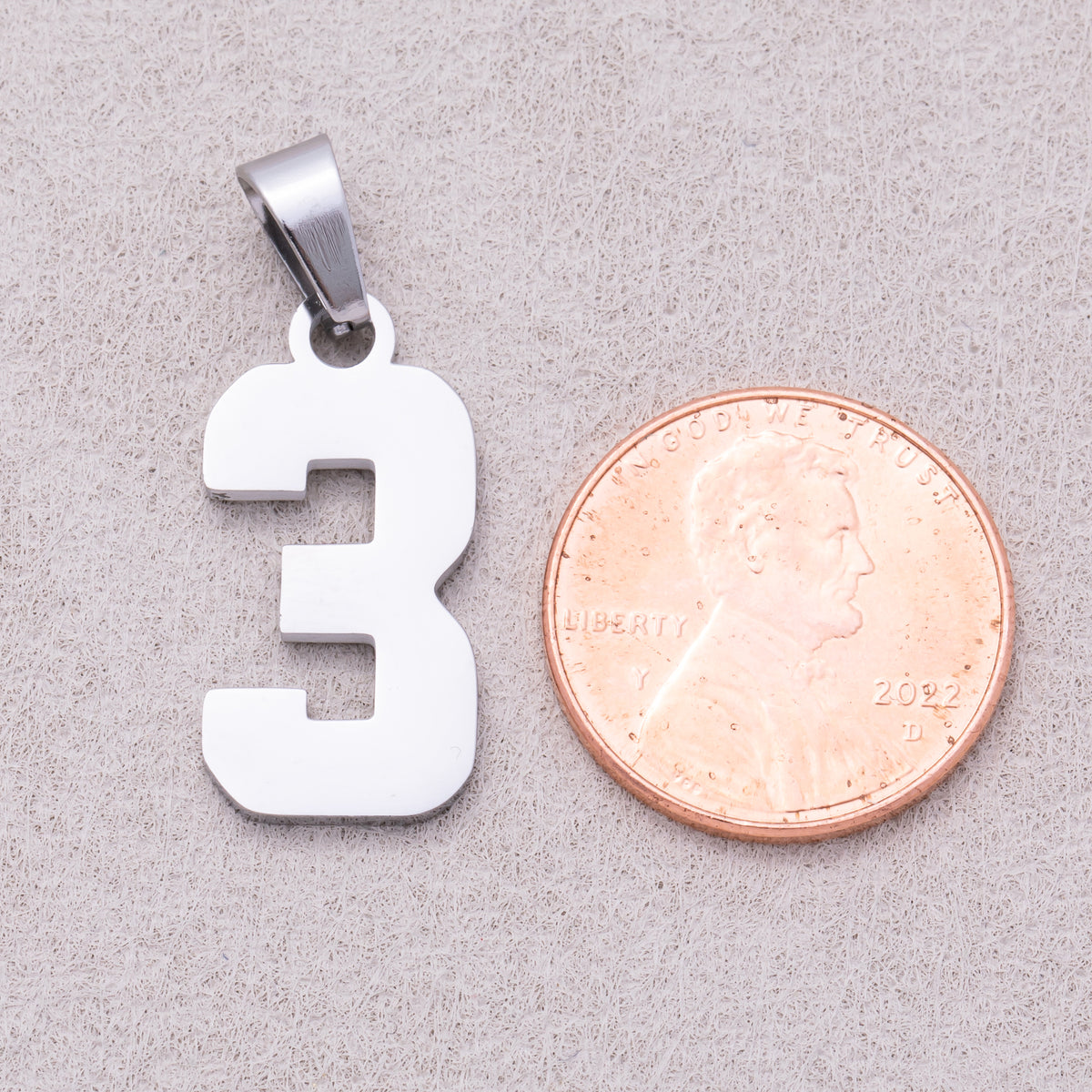 Stainless Steel Classic Varsity Block Number Pendant Set (0-9)