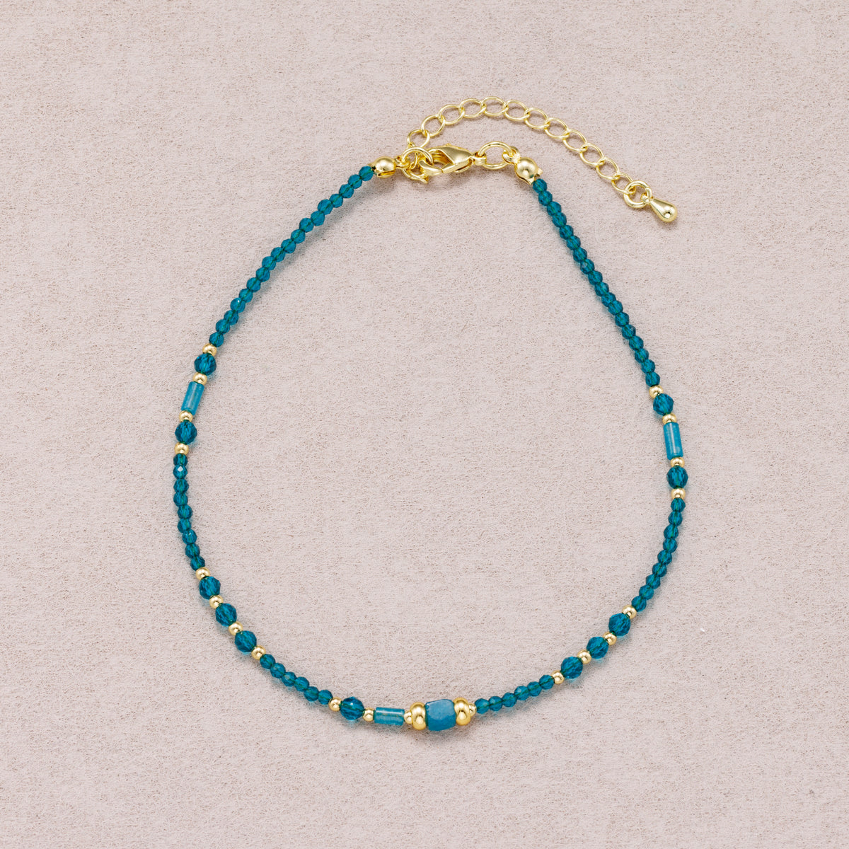 24K Gold Plated Blue Topaz Multifaceted Gemstone Bracelet